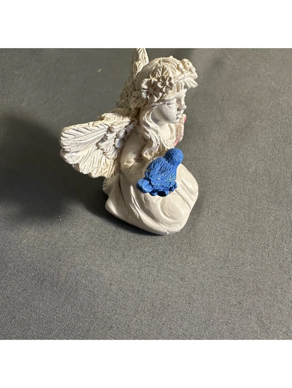 Cute Plastic Angel Cherub Blue Bird and Flower